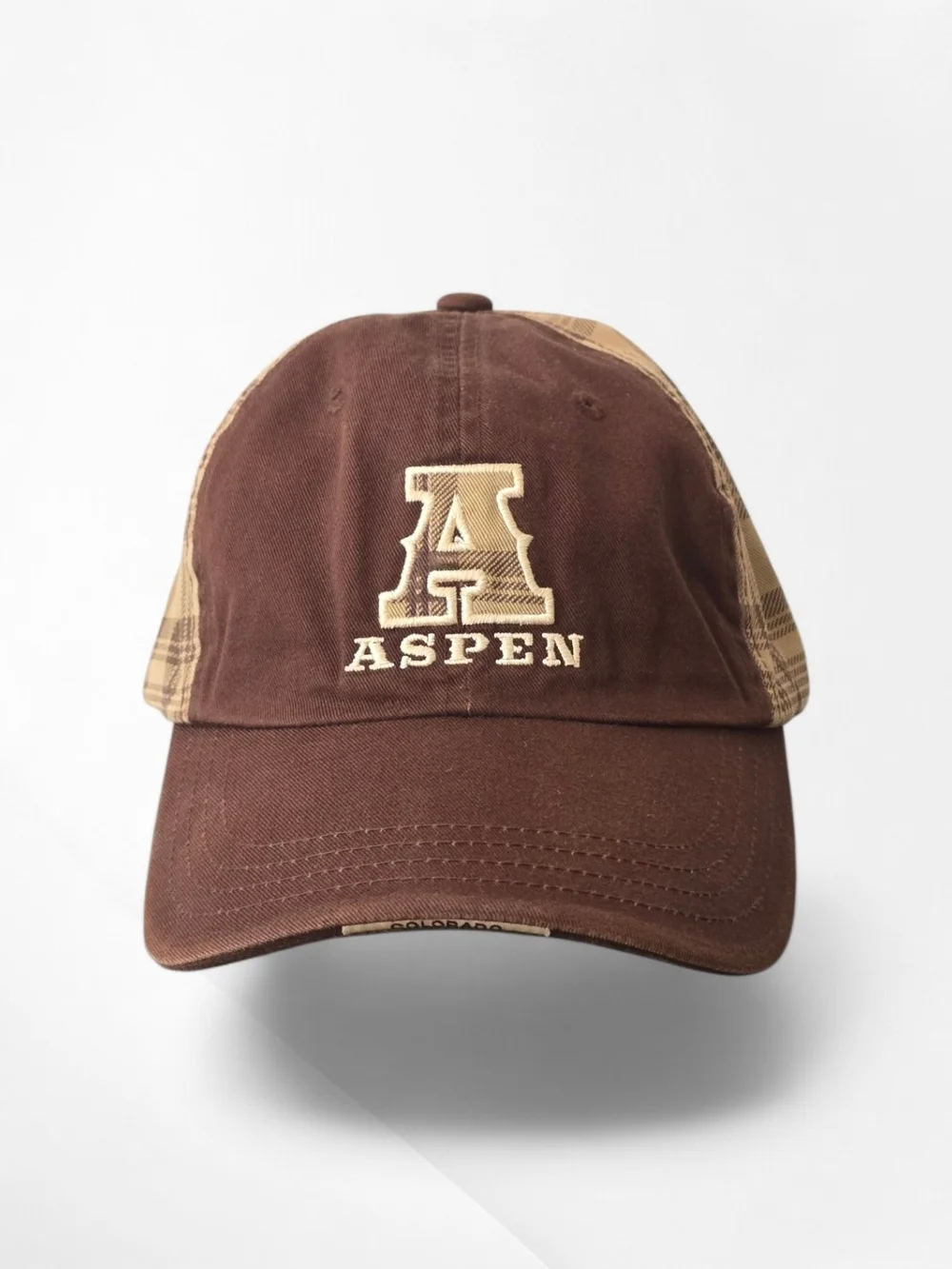 🧢🔥 Aspen Brown Plaid Baseball Cap - EUC